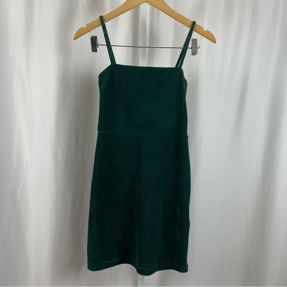Forever 21 Small Ribbed Corduroy Retro Mini Dress Square Neck Earth Tone Boho - Picture 1 of 7
